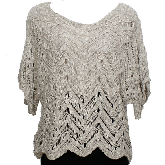 Gray Cotton Wonder Scallop Melange Wavy Sweater XS